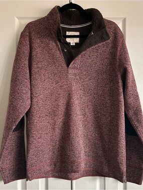 Burgundy Herringbone Quarter Zip Pullover